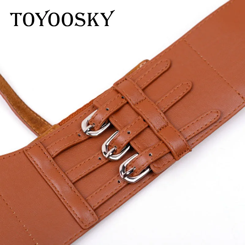

TOYOOSKY Brand Gothic Punk Leather Belt for Women Rock Hip hop with Braces Waist Belts Multi-Buckle Cool Ins luxury women belt