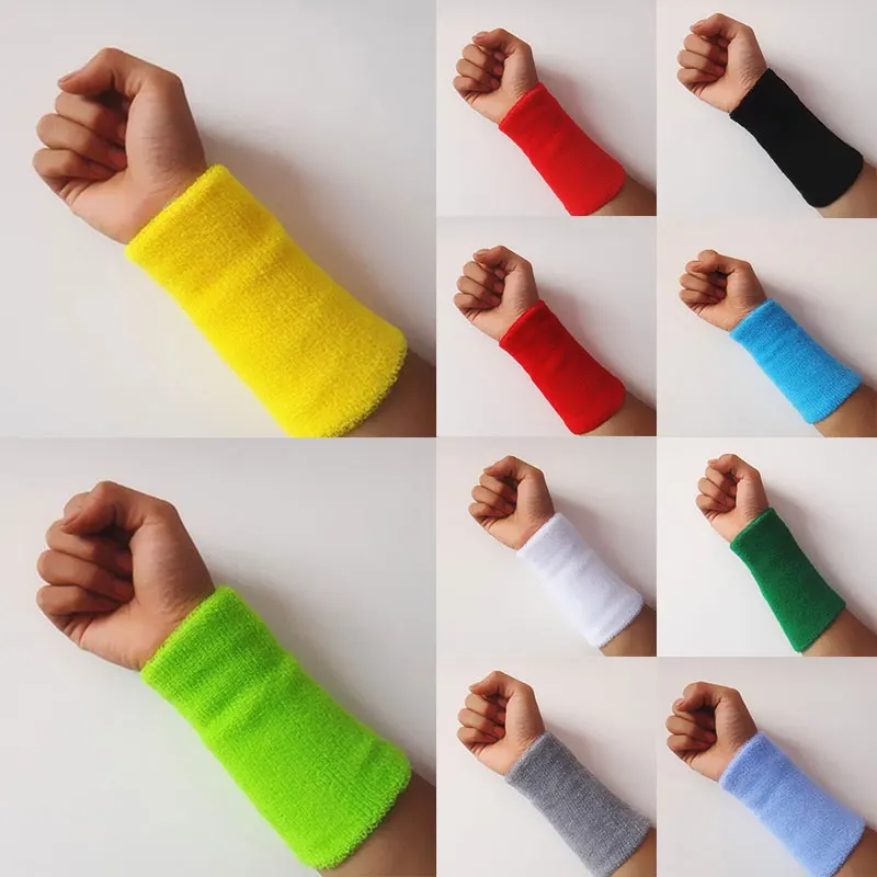 

1PC Sport Wristband Brace Simple All-match Soft Sweat-absorbent Bracer Skin-friendly Pure Color Wrinkle Towel Wristband