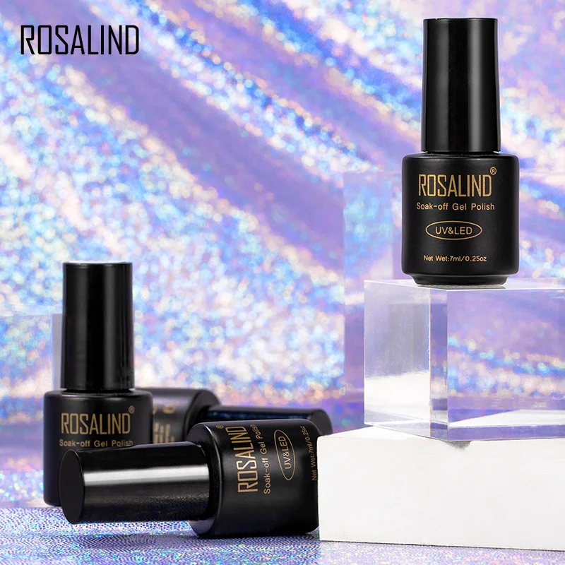 ROSALIND Gel Polish Rainbow Platinum Glitter Top Base Coat All For Nails And Design Tip Varnish Art Hybrid | Красота и здоровье