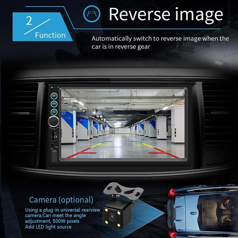 

2 Din, 7 , Bluetooth, , mp5-, FM-, In-Dash, , AUX/TF/USB