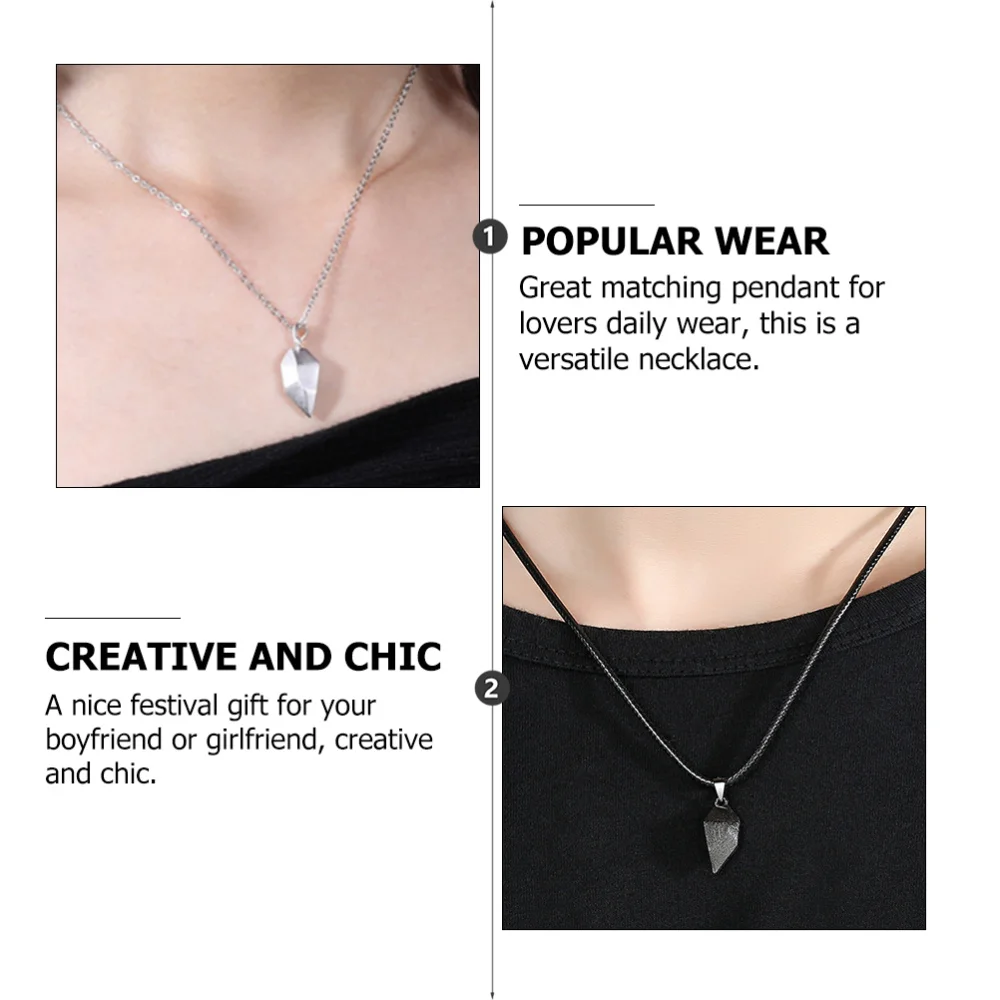 

1 Pair Love Heart Lovers Necklace Stylish Magnetic Neck Chain Neck Jewelries
