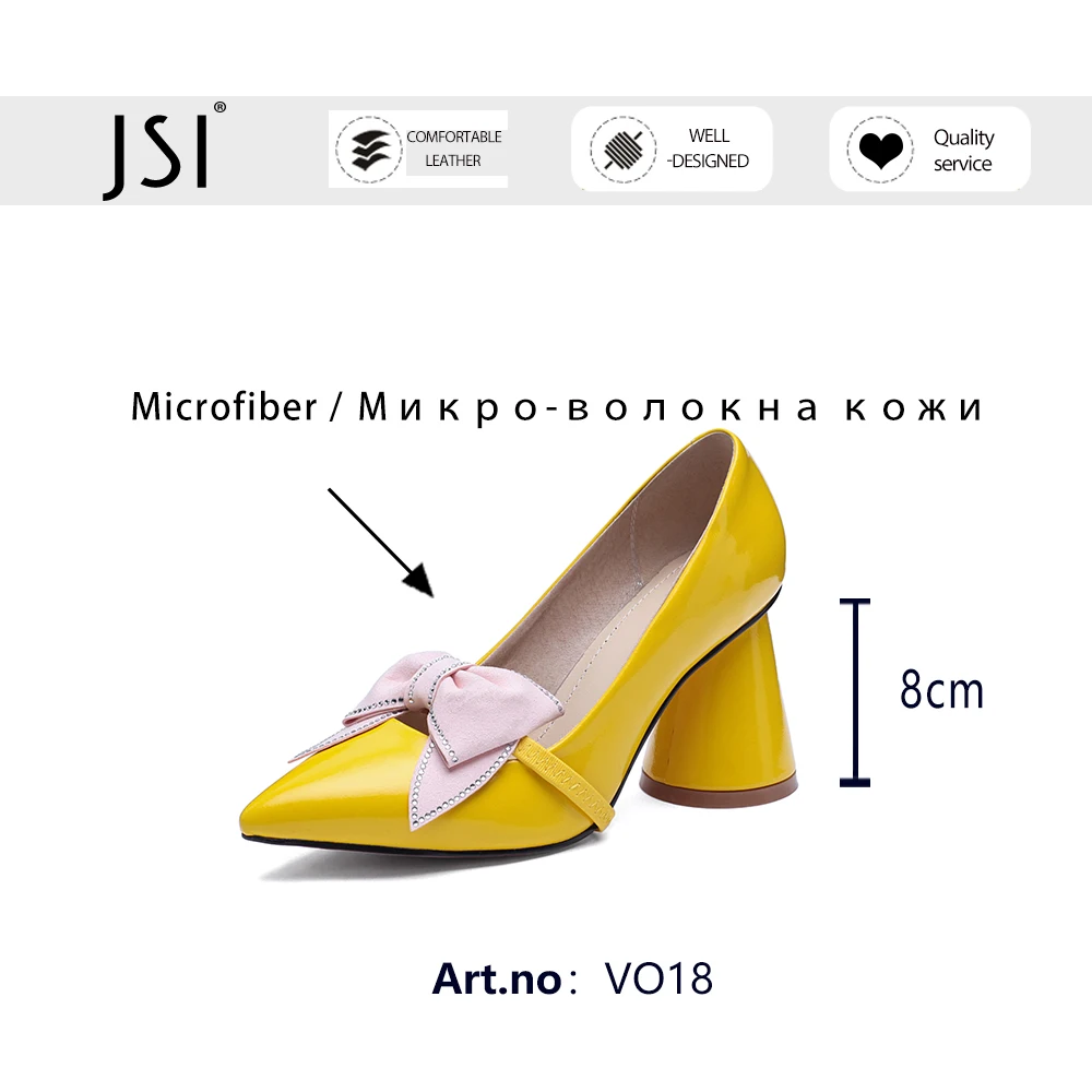 

JSI Pumps Woman Genuien Leather Pointed Toe Butterfly-knot Shallow Super High Round Toe Offcie Lady Shoes VO18