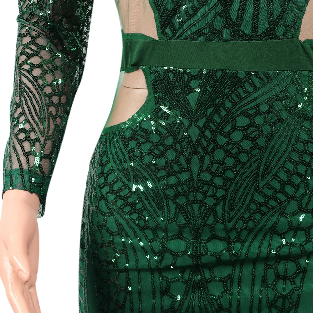 Женское облегающее платье сексуальное с длинным рукавом Сетчатое кружевное