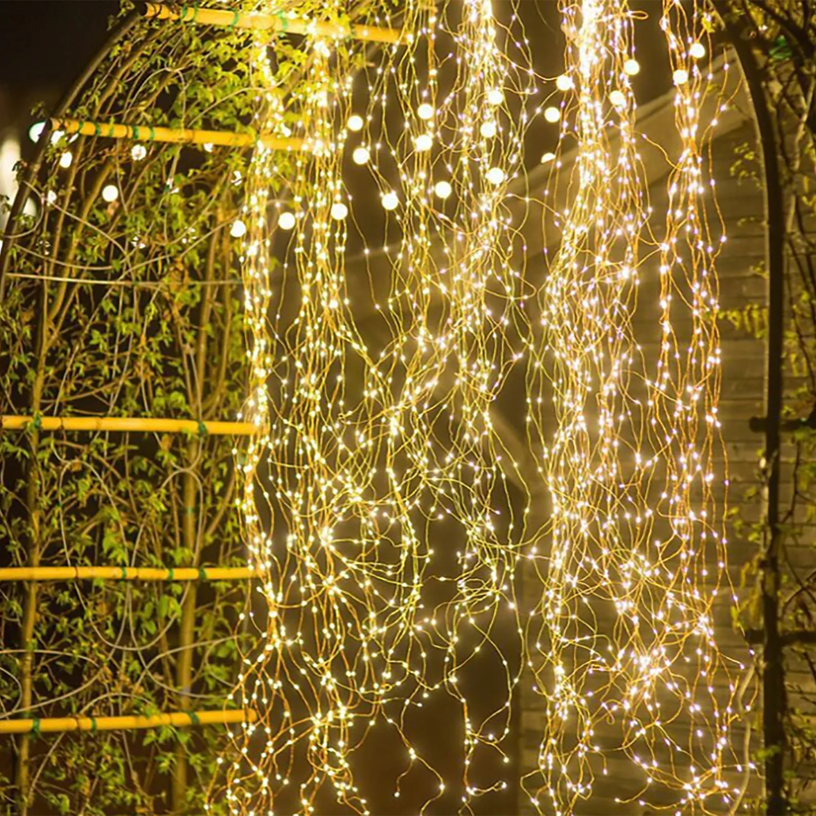 

Ротанговая лампа, уличная Праздничная лампа с медным проводом, декоративное освещение для деревьев и вечеринок, светодиодное освещение на ...