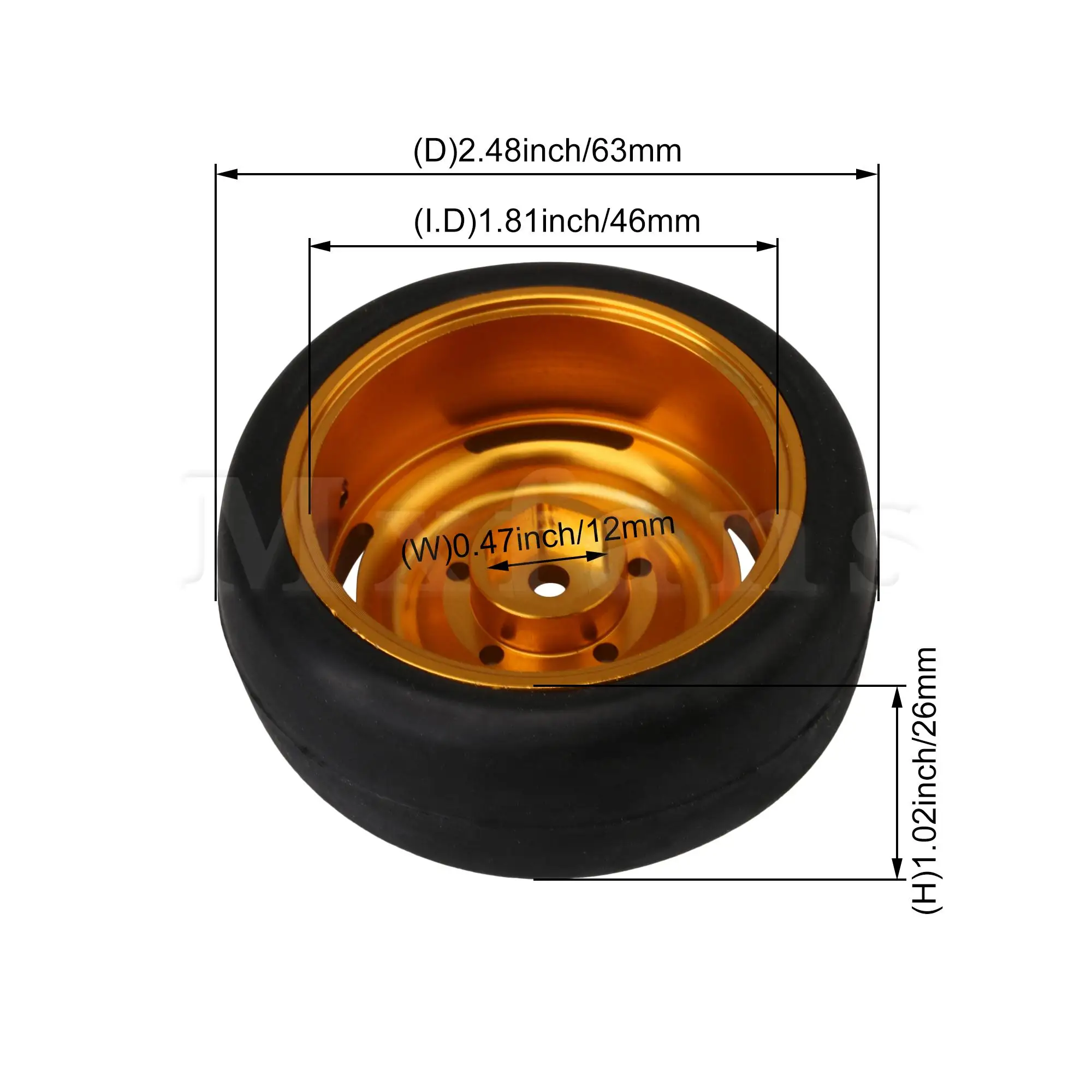 

Mxfans 4x Gold 4 Holes Wheel Rim Tires Replacement for WPL D12-030 RC 1:10 Car