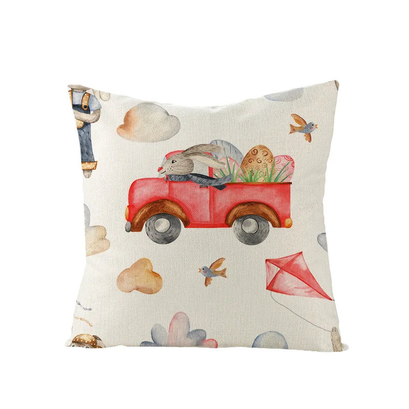 easter party diy decor pillow covers easter eggs bunny printed cushion cover kids gift home decoration linen pillow case 45x45cm free global shipping