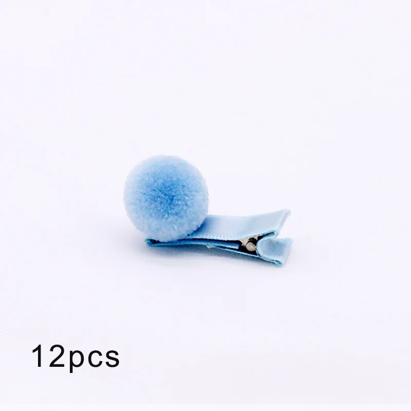 Lake Blue 12 шт., меховой шарик, эластичная резинка для волос для девочек, конский хвост, держатели, плюшевый шар, кольцо для волос, женский эластичный галстук для волос, аксессуары, Резиновая лента для волос - Цвет: Lake Blue