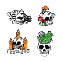 skull mushroom cactus candle brooch bag clothes backpack lapel enamel pin badges cartoon jewelry gifts for friends women student