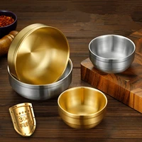 stainless steel double layer soup bowls korean tableware anti scalding food ramen noodles rice bowl kitchen dinnerware utensils
