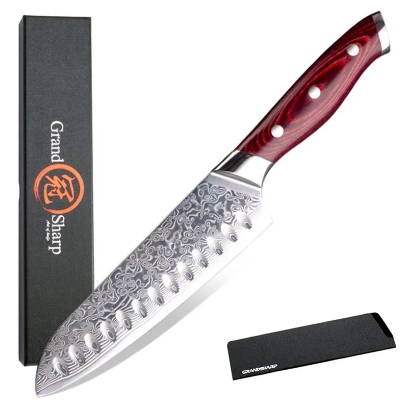 GRANDSHARP дамасский нож шеф повара японский vg10 Santoku кухонные ножи 67 слойный