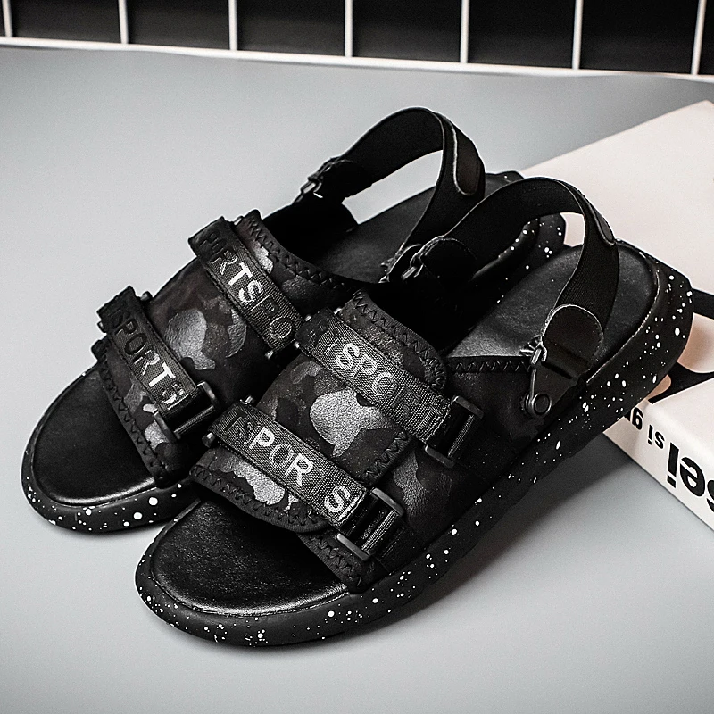 

Шлепанцы мужские кожаные, дизайнерские сандалии, летняя крутая обувь, сланцы, цвет черный