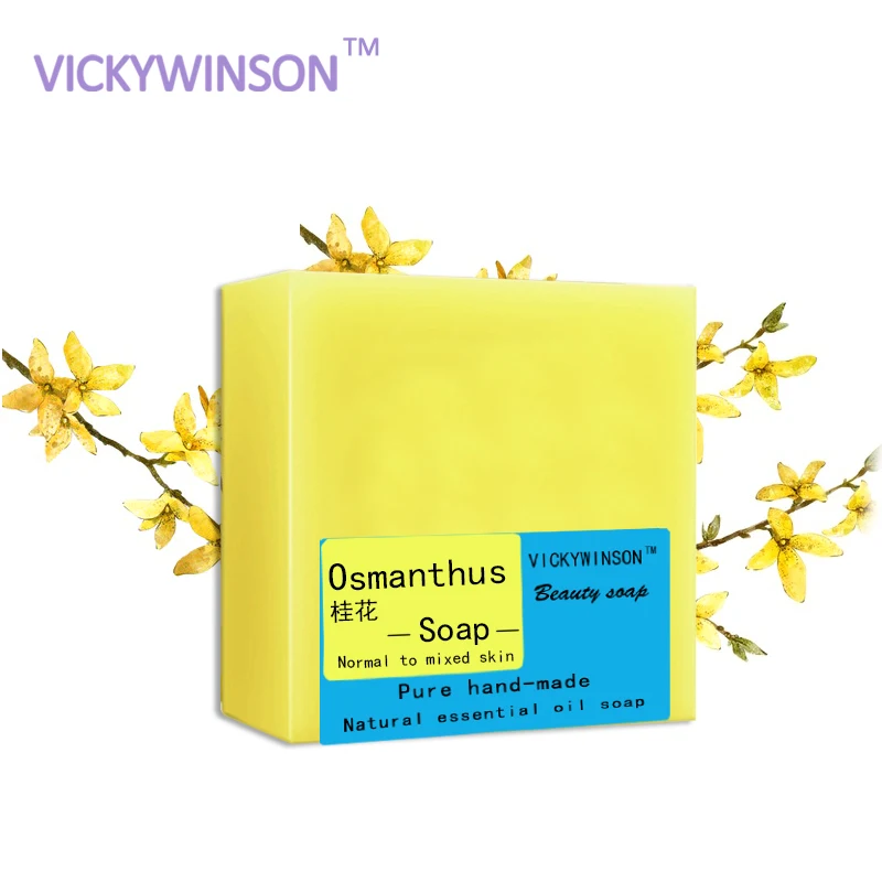 

VICKYWINSON Facial Cleaning Whitening Soap Oil Control Face Care Osmanthus Petal Essential Oil Handmade Soaps Natural Face 100g