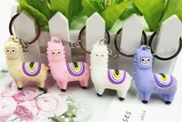 funny toy alpaca keychain pendant for bags high fashion pvc keychain ornament creative smile alpaca toys novelty gift