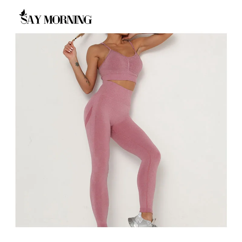 

Спортивная одежда SAY MORNING, бесшовная Женская одежда для йоги, леггинсы, комплект из двух предметов с бюстгальтером для фитнеса и бега, новинк...