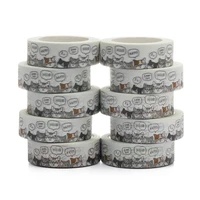 10pcslot 15mm x 10m draw collection cute cats say hello cartoon washi tape scrapbook paper masking adhesive washi tape set