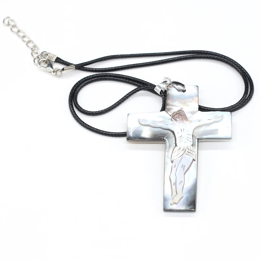 Natural Cross Shape Shell Pendant Necklace Mother of Pearl Shell Pendant Necklace for Jewelry Exquisite Gift Length 55+5cm Natural Cross Shape Shell Pendant Necklace Mother of Pearl Shell Pendant Necklace for Jewelry Exquisite Gift Length 55+5cm