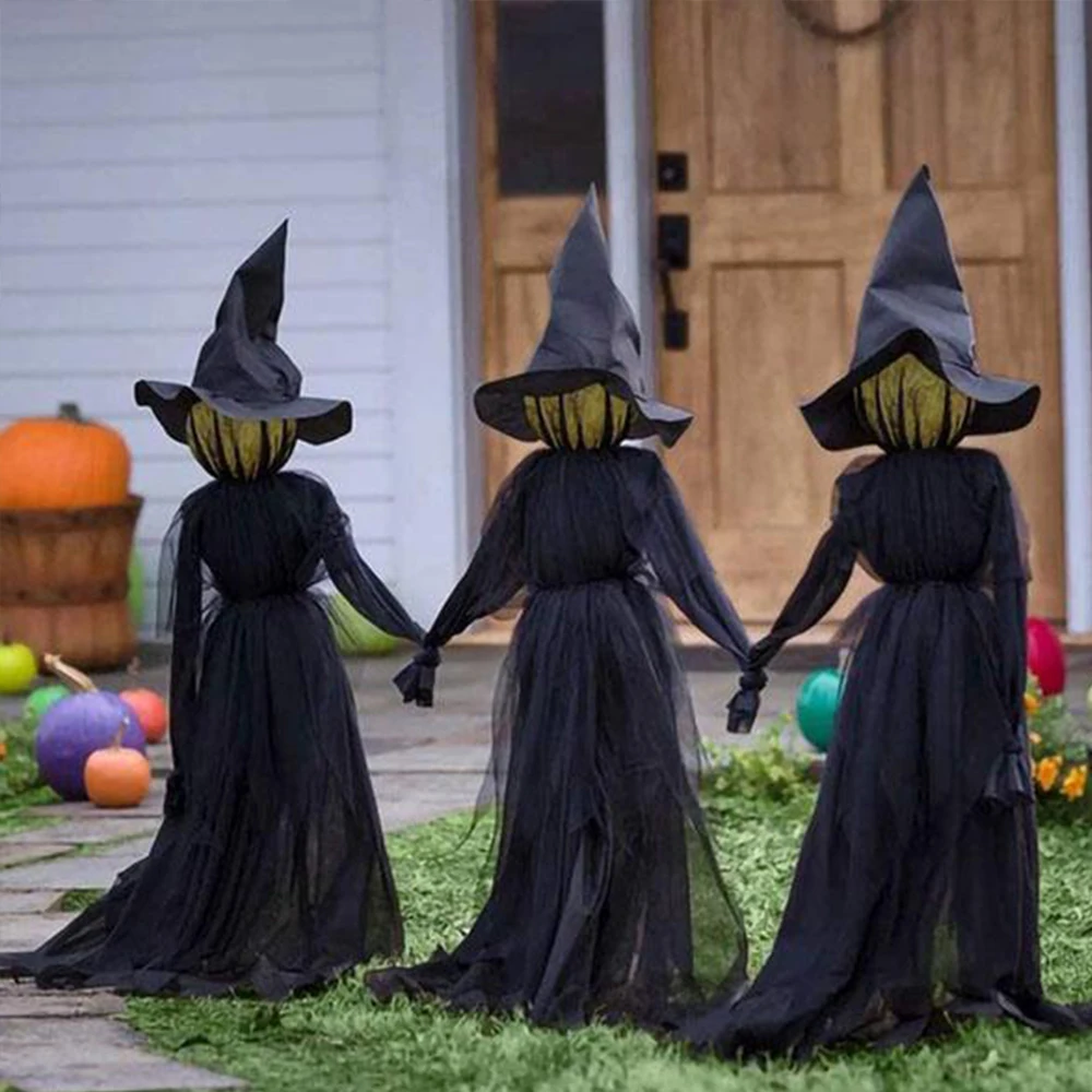 

Halloween Light-Up Witches With Stakes Scary Horror Sound Voice Control Glow And Sound Haunted House Props Halloween Decoration
