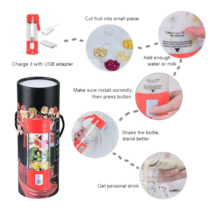 420 мл USB электрическая безопасная соковыжималка миксер для фруктового сока Мини