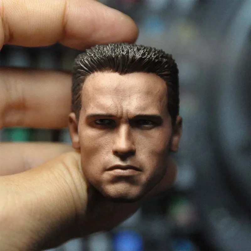 

T800 1/6 Arnold Schwarzenegger Head Sculpt Camo Painted Head Carving Model Fit 12 inch Male Soldier Action Figure Body