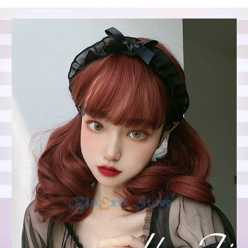 Женский парик в стиле &quotЛолита&quot Харадзюку красно коричневый с короткими