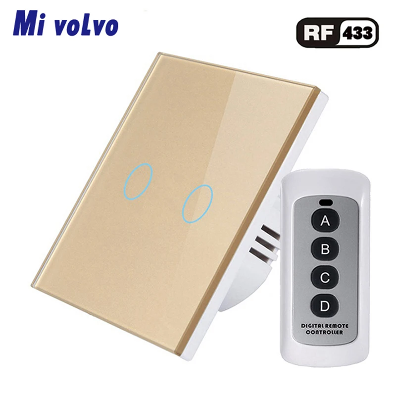 Сенсорный выключатель Mivolvo RF433 панель из закаленного стекла с беспроводным