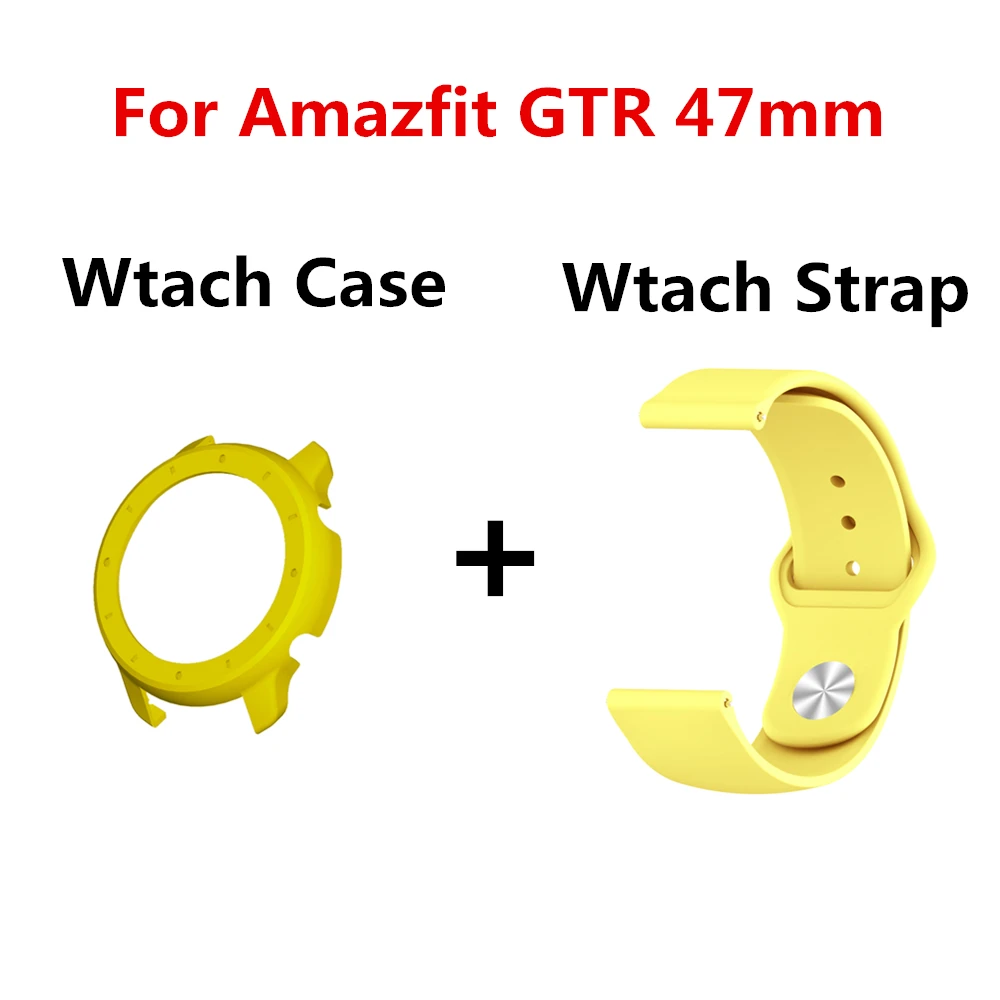 2в1 силиконовый спортивный ремешок для Xiaomi Huami Amazfit GTR 47 мм Смарт-часы 22 мм сменный Браслет для часов+ чехол для ПК
