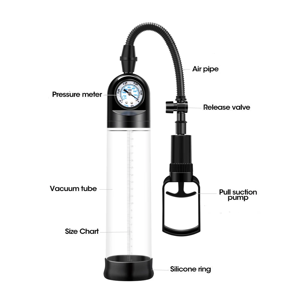 Взрослые секс игрушки Мужской пенис вакуумный насос с манометром для пениса