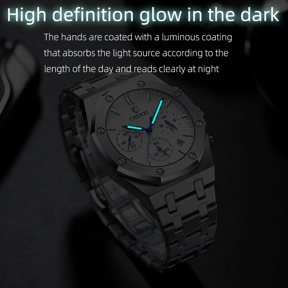 

CHENXI Men Watches Top Brand Luxury Waterproof Luminous Chronograph Men Sport Quartz Watch Military Stainless Steel Reloj Hombre