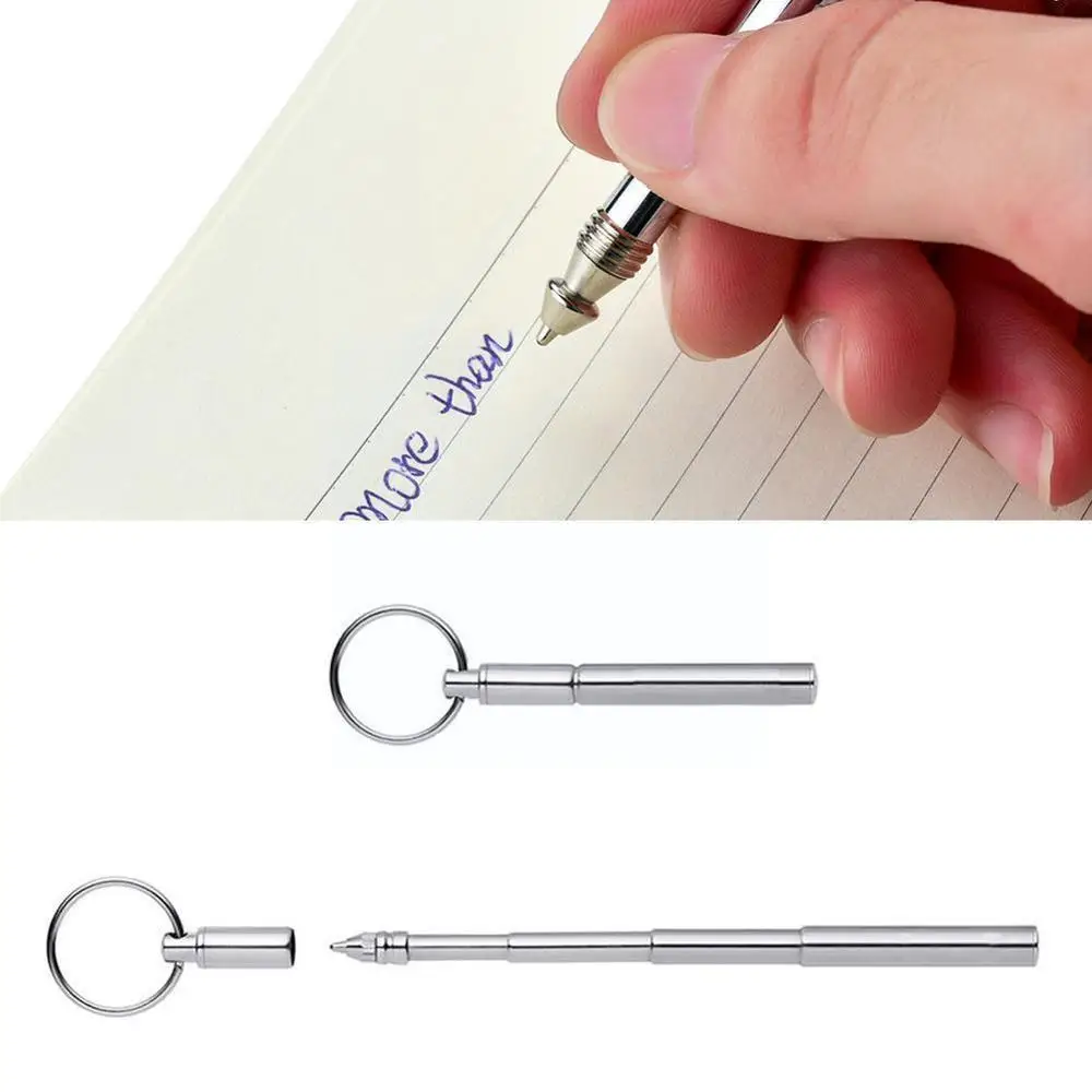 1pc Mini Metal Ring Steel Telescopic Pen Tool Chain Point Ball Telescoping A8i6 |