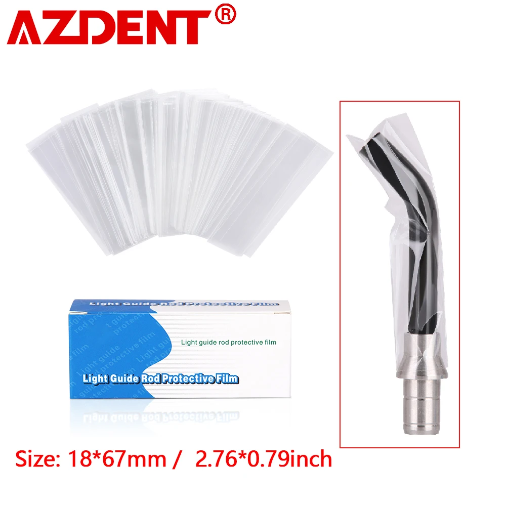 200pcs/Box Dental Material Disposable Light Curing Head Protective Cover Light Guide Light Stick Sleeve 18*67MM/2.76*0.79 inch