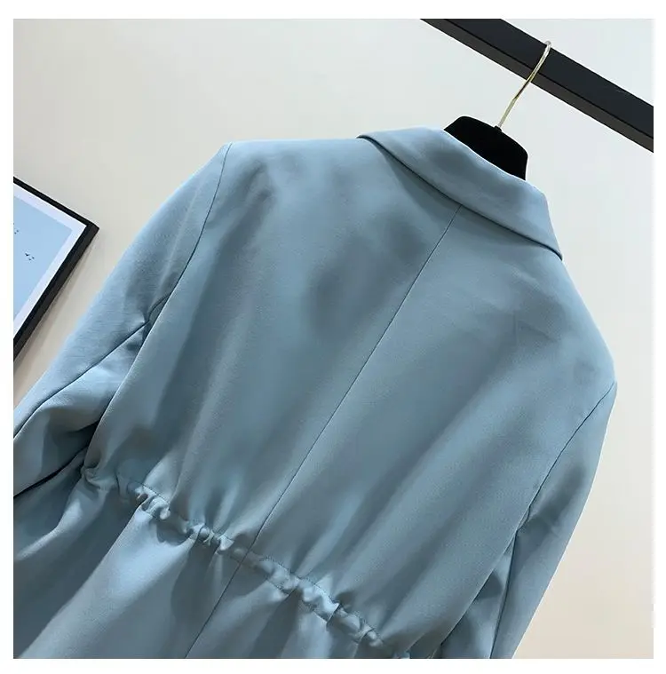 

Suit Jacket Women's Spring Autumn New Korean Style Temperament Drawstring Waist Solid Color Large Size Blazer Female 3171026