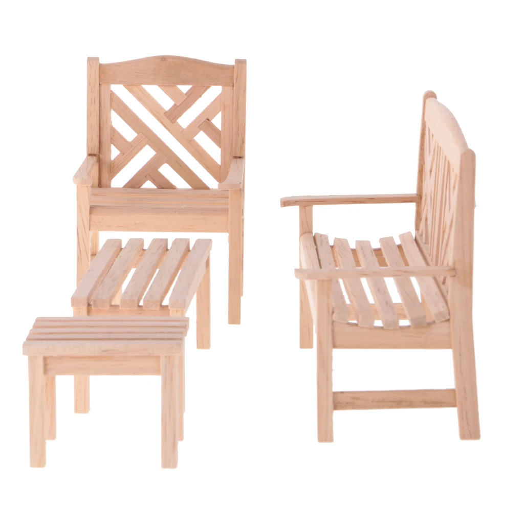 4 шт. 1:12 деревянная садовая мебель для кукольного домика миниатюрный декор без