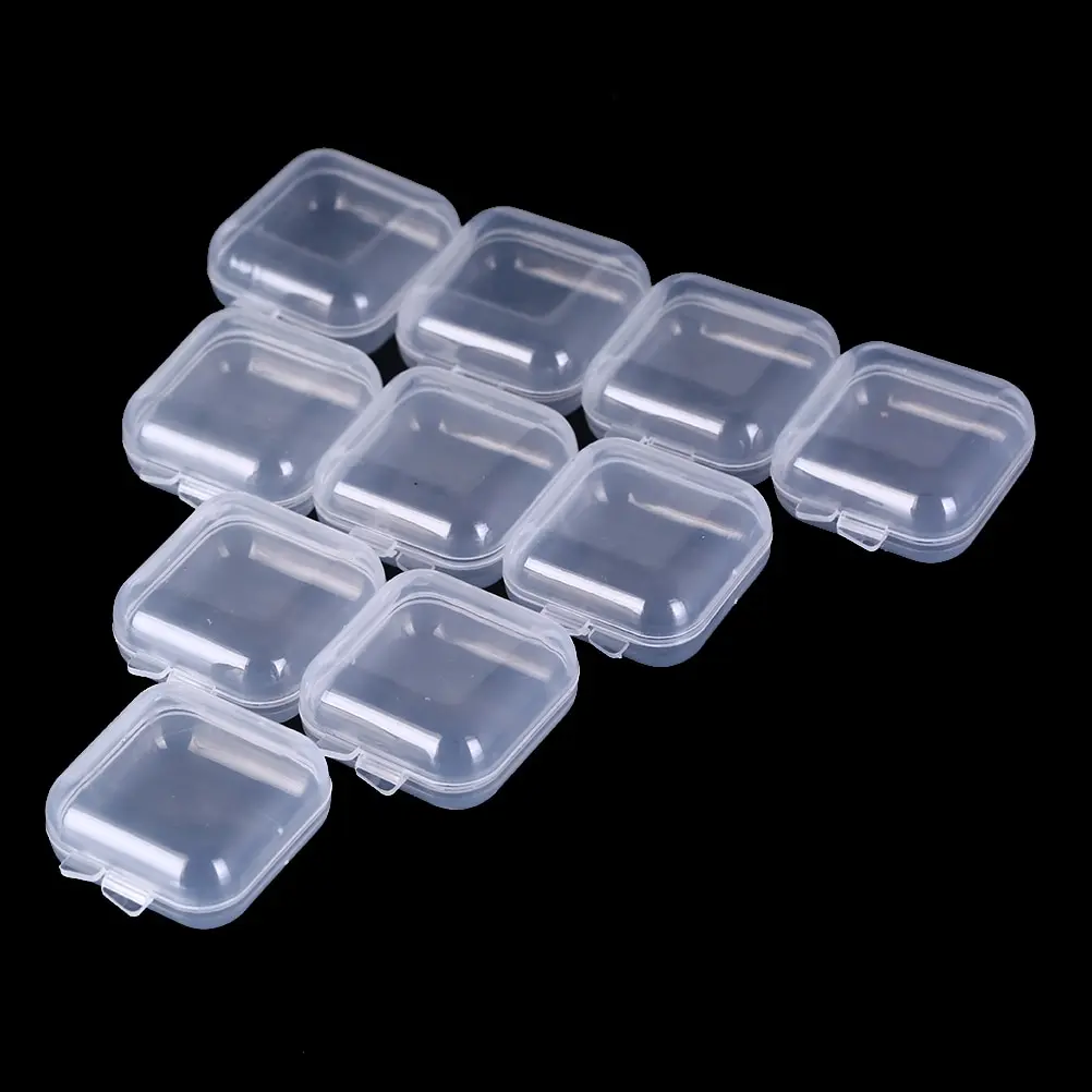 Mini Clear Plastic Small Box Jewelry Earplugs Storage Box Case Container Bead Makeup Clear Organizer Gift 1/10/20/50Pcs