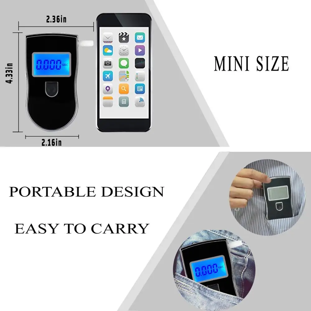 Professional LCD Display Police Digital Breath Alcohol Tester Breathalyzer Handheld Backlight alcohol Concentration Test | Автомобили и