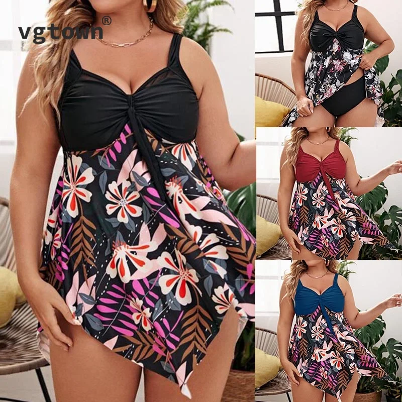

Plus Size 6XL 8XL Women's Swimwear 2022 New Printing Bikini Push-up Padded Swimsuit Two Piece Bathing Suit Tankini Sexy