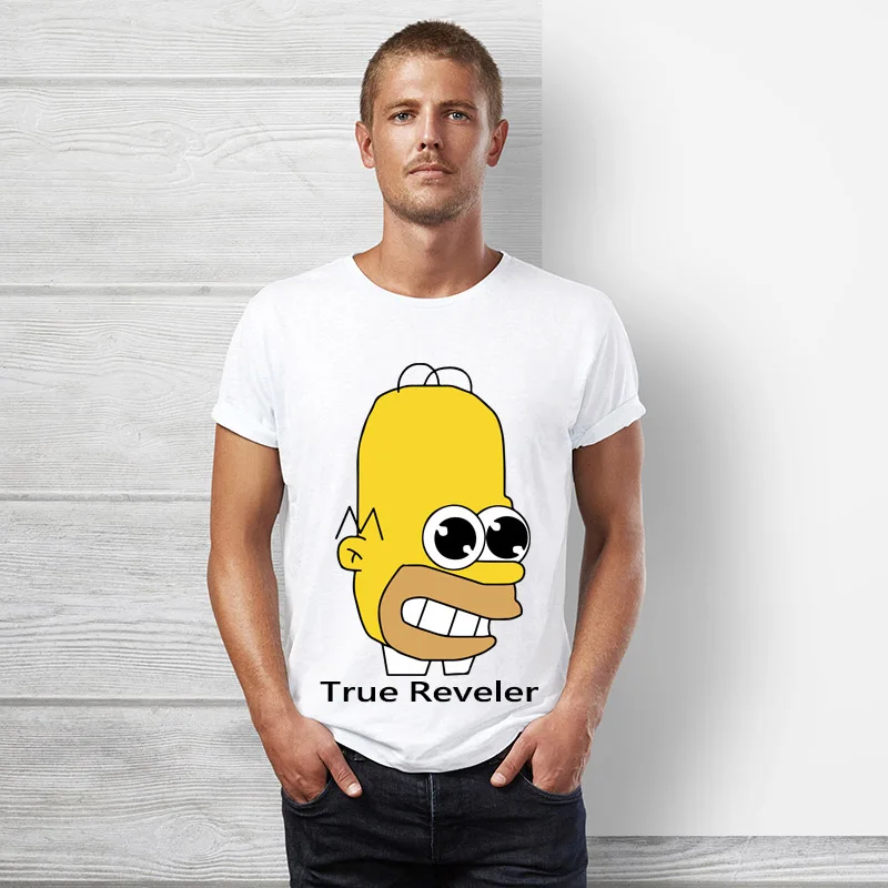 Homer simpson Футболка мужская короткий рукав хип хоп мультфильм Топы футболка Летняя забавная Милая Симпсон Женская футболка - Цвет: S17