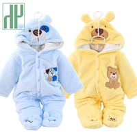 hh baby winter warm romper newborn girls overall flannel boys autumn long sleeve jumpsuit costume 3 12 month infant bear pajamas