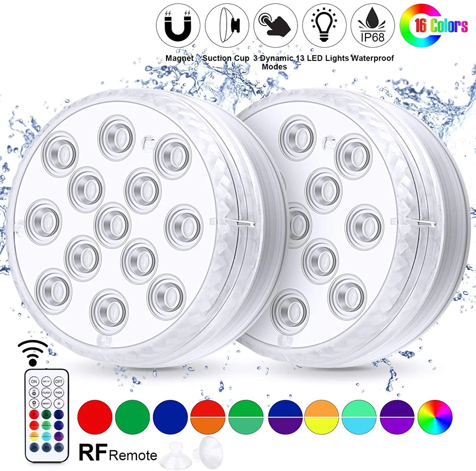

Magnet 13 LEDs RGB Submersible Light Swimming Pool Underwater Night Vase Bowl Wedding Party Garden Pond Decor Lamp