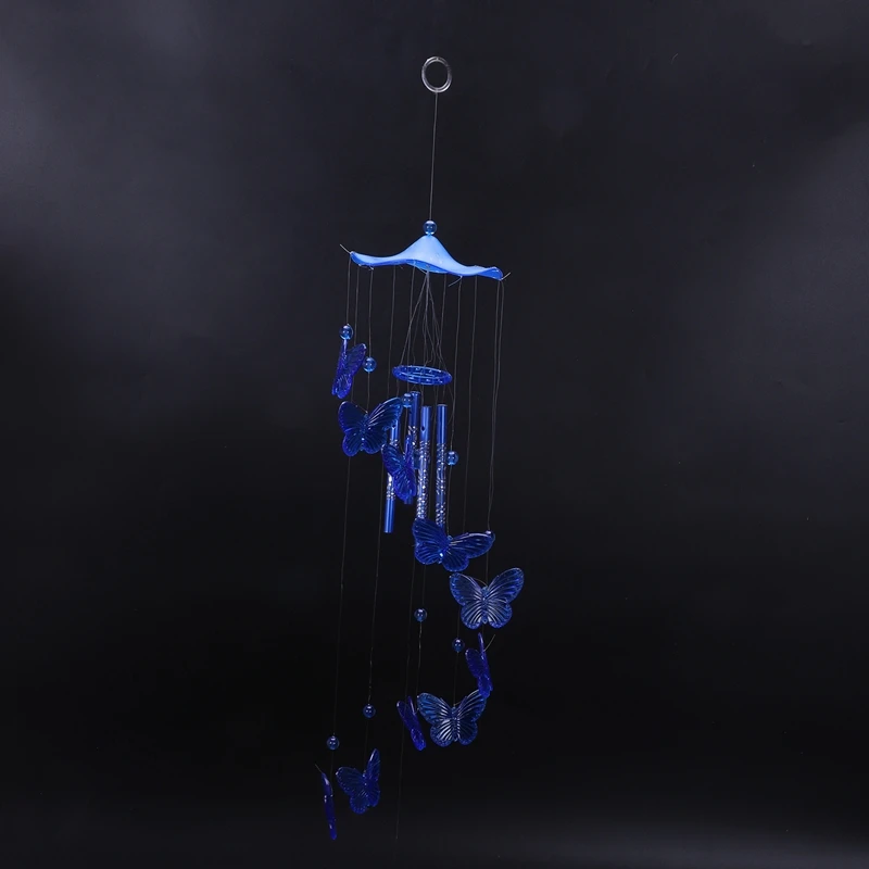 Ветер колокольчик звуковые трубы бабочка фэн шуй windchimes украшение дома синий | Дом