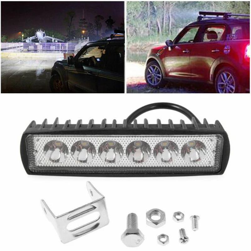 

1pc Truck SUV 12V 6 LED 18W Driving Fog Lamp DRL Car Work Light Bar Spotlight 18W