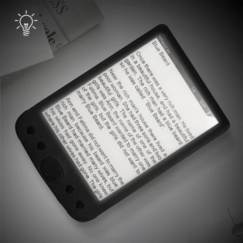 

BK-6025 6 Inch E-Book Reader 800x600 Resolution E-Ink Screen Glare-Free with USB Cable PU Cover Built-In Light 4GB Memory Storag