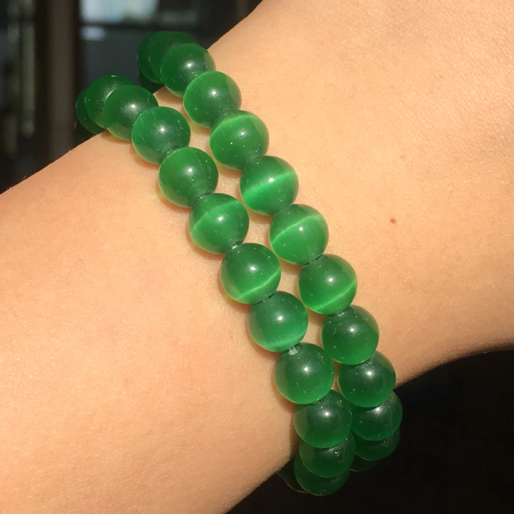 

Natural Stone Beads Round Deep Green Cat eye Round Beads for Jewelry Making DIY Bracelet Necklace Accessories Minerals Beads