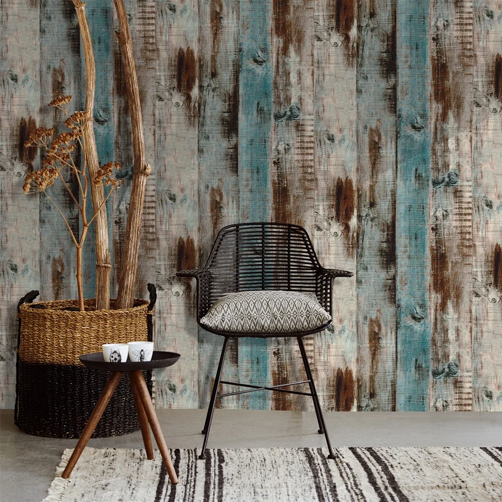 

HongMei1217 3D Antique Wood Wallpaper DIY Self-adhesive Waterproof Furniture Renovation Decorative Stickers Removable Wallpapers