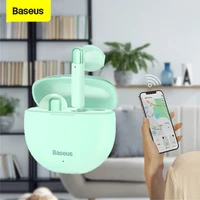 baseus w2 tws wireless dual channel connection headphone headset enc call waterproof earphones anti lost app gps