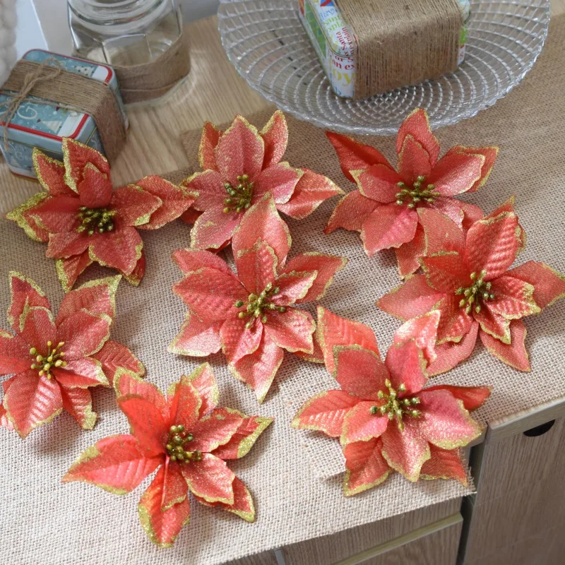 Новинка 10 шт. блестящие цветы Рождественская елка украшения Свадебная вечеринка