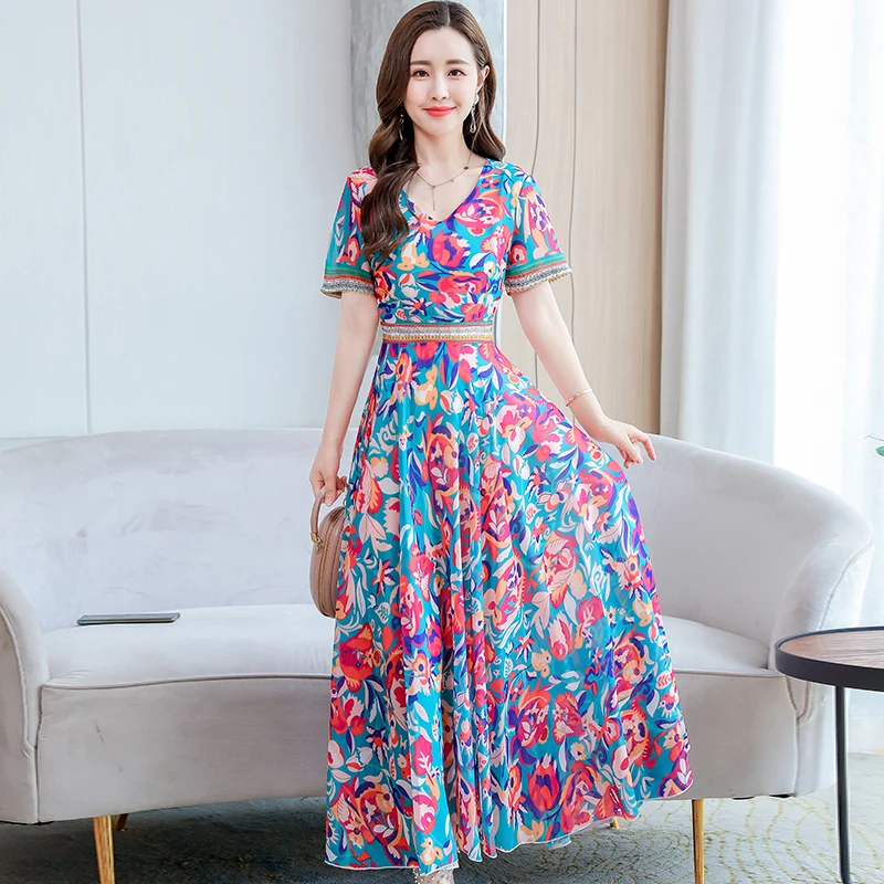 Новые богемные летние платья Элегантное шифоновое пляжное платье размера плюс