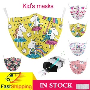 Многоразовые милые с принтом в виде маски из розового цвета, в виде мультяшного единорога оленьи рога Дети Маски многоразовый тканевый маска милой рот, моющееся покрытие хлопок рот маски