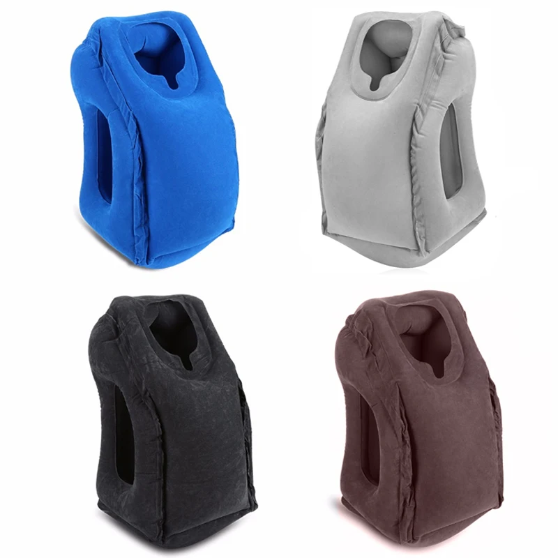 Inflatable Air Pillow Travel Bolster Frontal Comfortable Sleep Plane Car Soft Cushion Trip Foldable Blow Neck | Дом и сад