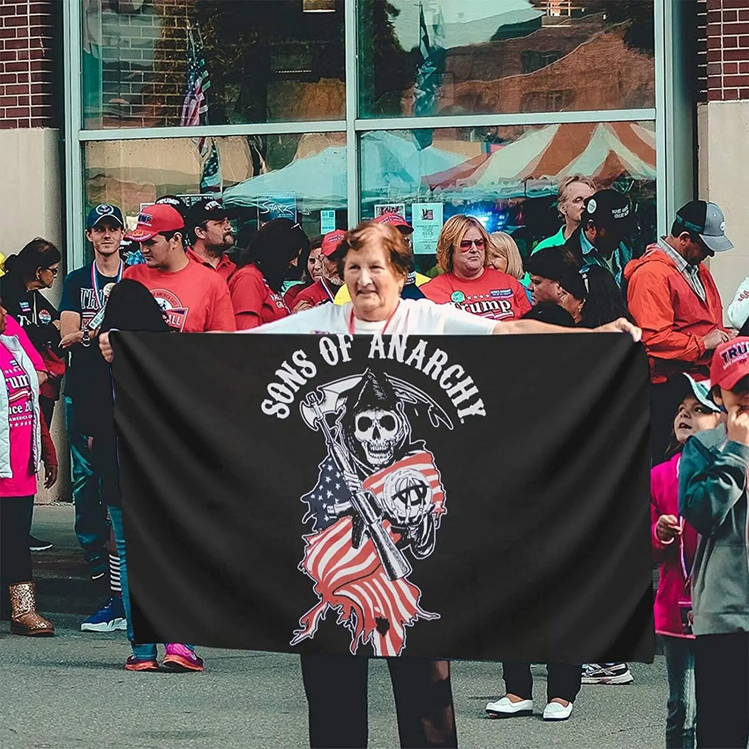

ons of Anarchy Flag Durable Polyester Party Home House Garden Flag Decor, Durable Outdoor Flag. Fashion to The Courtyard