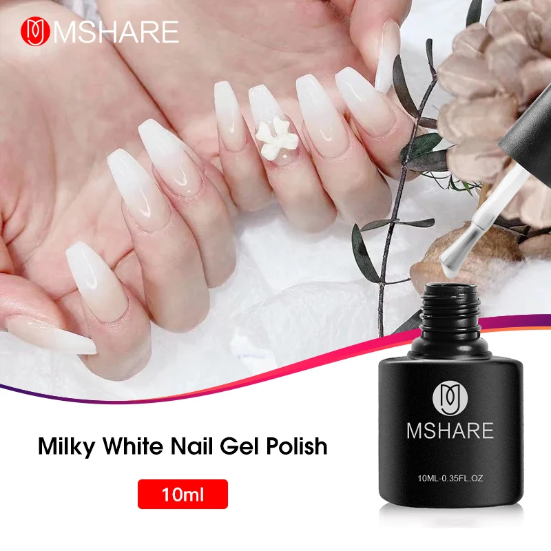

MSHARE Milky White Gel Nail Polish Soak Off 12g Cured With Nail Dryer